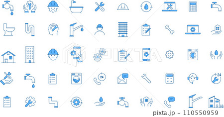 青2色の線画アイコンセット 青2色の線画アイコンセット 110550959