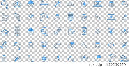 青2色の線画アイコンセット 青2色の線画アイコンセット 110550959