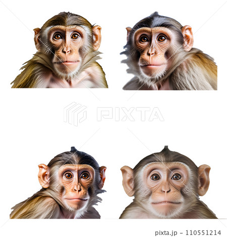 Beautiful Monkey set isolated on a white background. Generative AI 110551214