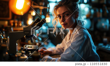 Laboratory Luminary: A Woman's Scientific Pursuit. Generative AI	 110551830