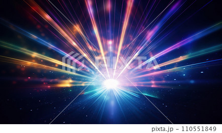 Abstract background with rays of light and a bokeh effect. Generative AI 110551849