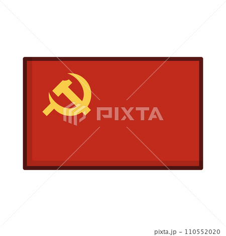 共産主義の旗。共産党の鎌と槌の旗。 110552020