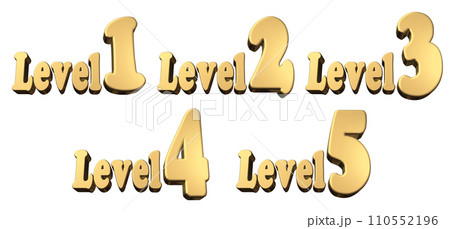 3DCG文字［Level1/Level2/Level3/Level4/Level5］ゴールド,金 110552196