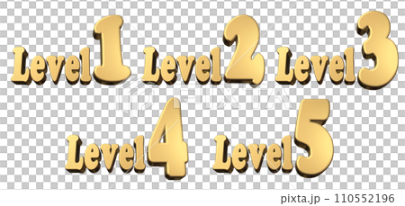 3DCG文字［Level1/Level2/Level3/Level4/Level5］ゴールド,金 110552196