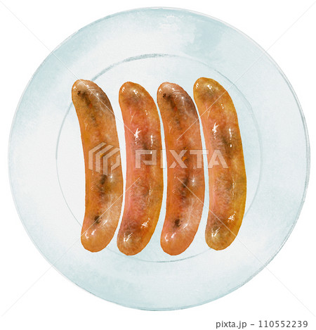 水彩で描いたウインナーソーセージ 110552239