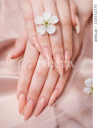 Elegant pastel pink natural manicure. 110552375