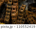 Rusty chains are like a strong, reliable connection. Concept for the presentation of an old or obsolete block chain. Rusty chains background 110552419