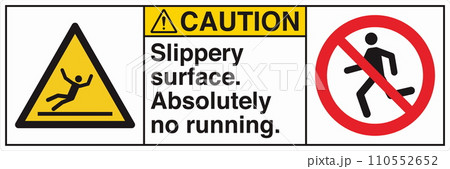 ANSI Z535 Safety Sign Marking Label Two Symbol Pictogram Standards Caution Fall Hazard Slippery Surface Absolutely No Running with Text Landscape White 02 ANSI Z535 Safety Sign Marking Label Two Symbol Pictogram Standards Caution Fall Hazard Slippery Surface Absolutely No Running with Text Landscape White 02 110552652