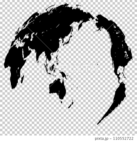 球面に凝縮して一元化、自転軸に傾けた世界地図 110552722