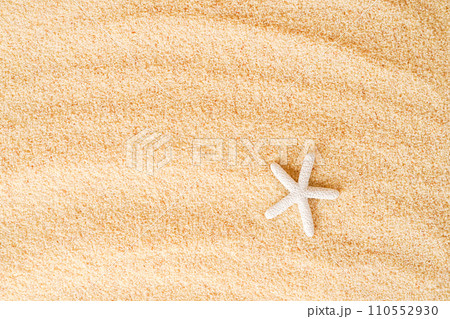 White Starfish on Beach Sand background, copy space. summer card White Starfish on Beach Sand background, copy space. summer card 110552930