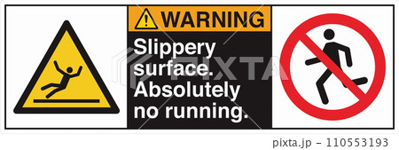 ANSI Z535 Safety Sign Marking Label Two Symbol Pictogram Standards Warning Fall Hazard Slippery Surface Absolutely No Running with Text Landscape Black 02 ANSI Z535 Safety Sign Marking Label Two Symbol Pictogram Standards Warning Fall Hazard Slippery Surface Absolutely No Running with Text Landscape Black 02 110553193