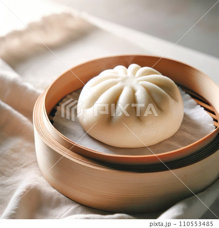 竹蒸し器で蒸された肉まん　AI生成画像を調整 110553485