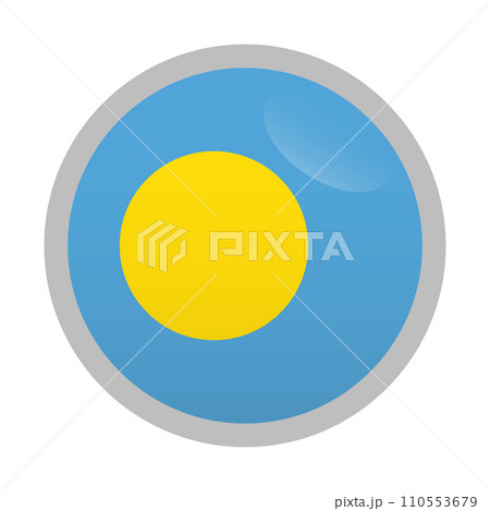 光に反射している丸いパラオ国旗 光に反射している丸いパラオ国旗 110553679