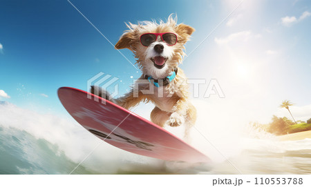 サーフィンする犬 110553788