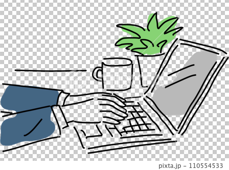 Hands of a businessman working on a computer 110554533