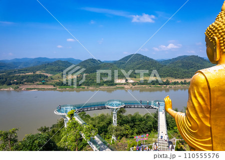 Aerial view of the Skywalk in Chiang Khan, Thailand Aerial view of the Skywalk in Chiang Khan, Thailand 110555576