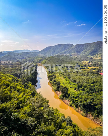 Aerial view of the Skywalk in Chiang Khan, Thailand Aerial view of the Skywalk in Chiang Khan, Thailand 110555609