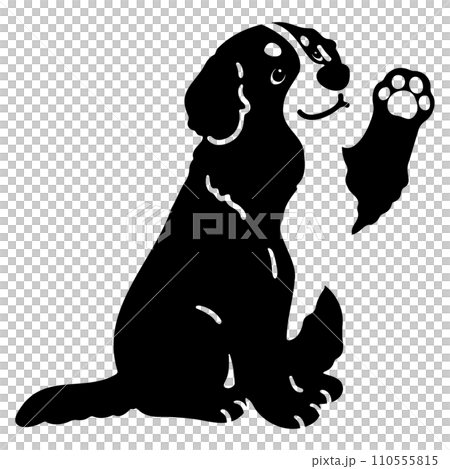 一隻簡單可愛的伯恩山犬揮舞著臉的剪影 110555815