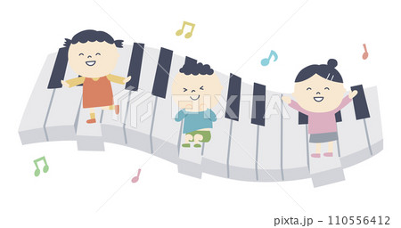 ピアノでメロディーを奏でる子供たちのイラスト 110556412