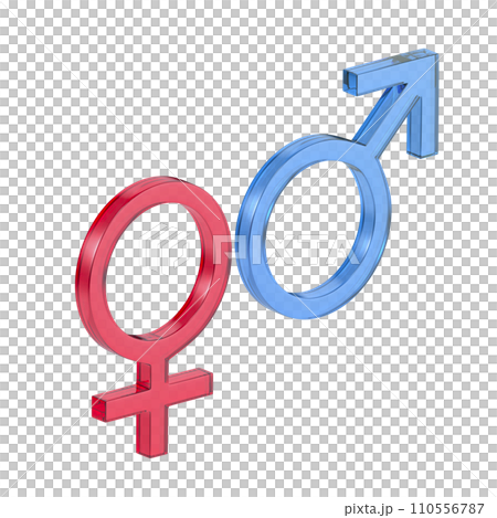 Red female and blue male gender symbols 110556787