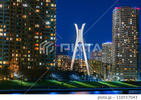 タワーマンションの夜景 110557043