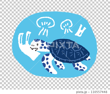 手繪插圖:海龜吃塑膠袋,誤以為是水母 手繪插圖:海龜吃塑膠袋,誤以為是水母 110557448