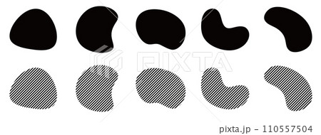 ストライプのシェイプのフレーム　液体の抽象的なゆるいフレーム　　ベクター 　黒　グレー 110557504