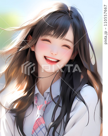 爽やかな笑顔の女子高校生 110557667