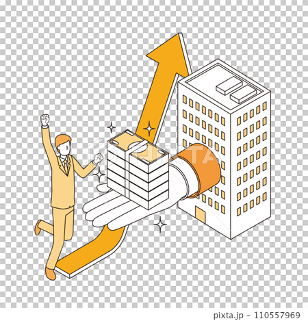 一名辦公室職員對薪資上漲感到滿意的插圖 110557969