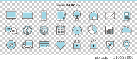 Standard icon set 1 for PC, email, information, etc. 110558806