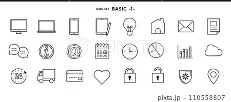 パソコン、メール、インフォメーションなど定番アイコンセット　1 110558807