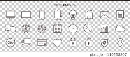 パソコン、メール、インフォメーションなど定番アイコンセット　1 110558807