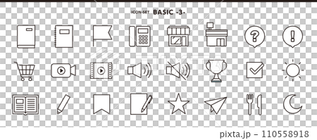 本、ノート、買物、ショップなど定番アイコンセット　3 110558918