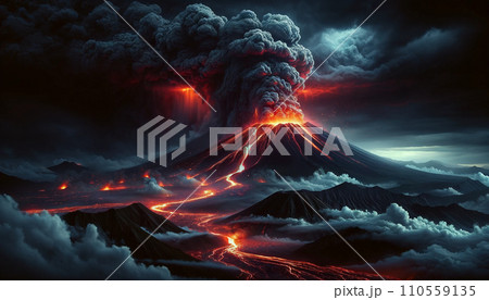 富士山の大爆発のイラスト素材 [110559135] - PIXTA