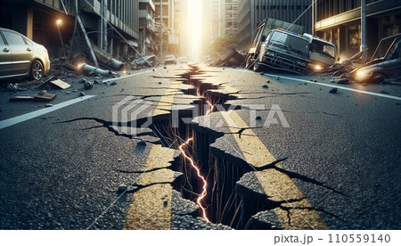 地震による地割れ 地震による地割れ 110559140