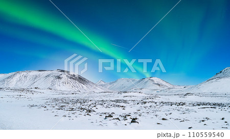 Aurora Borealis. Northern Lights over the mountains. Scandinavia.  110559540