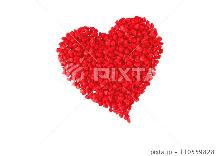 Red heart made of small decorative stones isolated on white 110559828