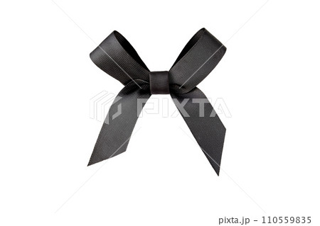 Black satin ribbon bow isolated on white 110559835