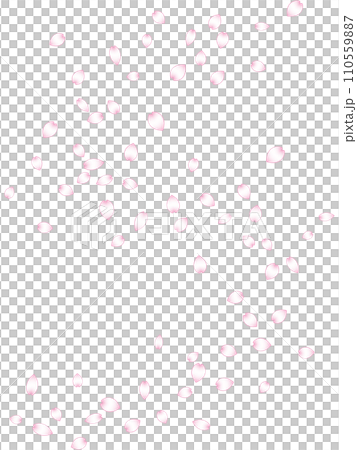 Illustration of a vertical background in which pink gradation cherry blossom petals dance while drawing an S-shaped curve Illustration of a vertical background in which pink gradation cherry blossom petals dance while drawing an S-shaped curve 110559887