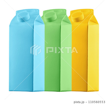 Three beverage carton packagings isolated 110560553