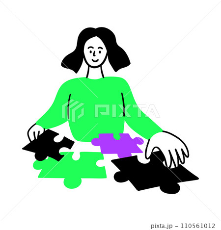 Cartoon Color Web Development Concept Scene with Character Girl and Puzzle Elements Flat Design Style. Vector illustration Cartoon Color Web Development Concept Scene with Character Girl and Puzzle Elements Flat Design Style. Vector illustration 110561012