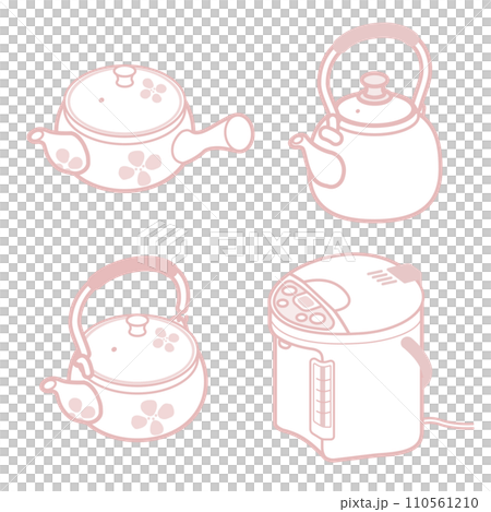 向量插圖集：茶壺_水壺_電壺_畫線 110561210