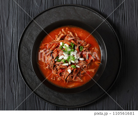 birria de res, mexican beef stew in pepper sauce birria de res, mexican beef stew in pepper sauce 110561681