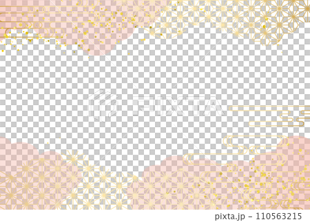 春季日本圖案粉紅色、金色、奢華、雲背景 110563215