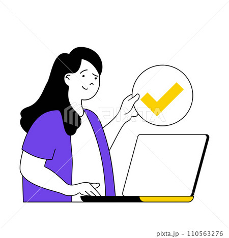 Online voting concept with cartoon people in flat design for web. Vector illustration 110563276