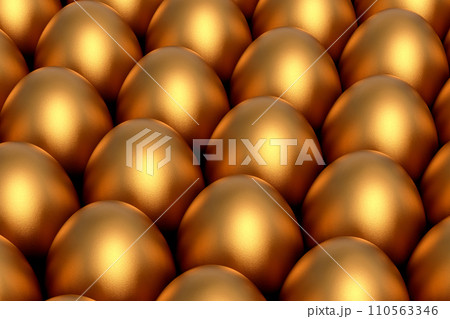 Heap of farm raw organic gold chicken eggs, abstract background 110563346