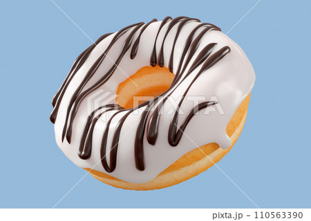 Chocolate glazed donut with sprinkles on a grey background Chocolate glazed donut with sprinkles on a grey background 110563390