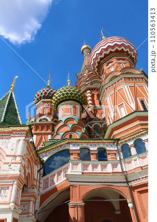 St Basils cathedral on Red Square in Moscow in Russia. St Basils cathedral on Red Square in Moscow in Russia. 110563413