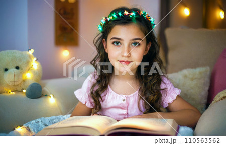 AI-generated content. Cozy Reading Time with Fairy Lights 110563562