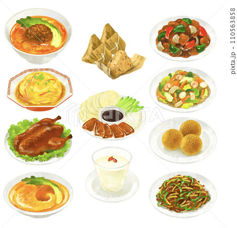 中華料理のイラストセット　1 110563858